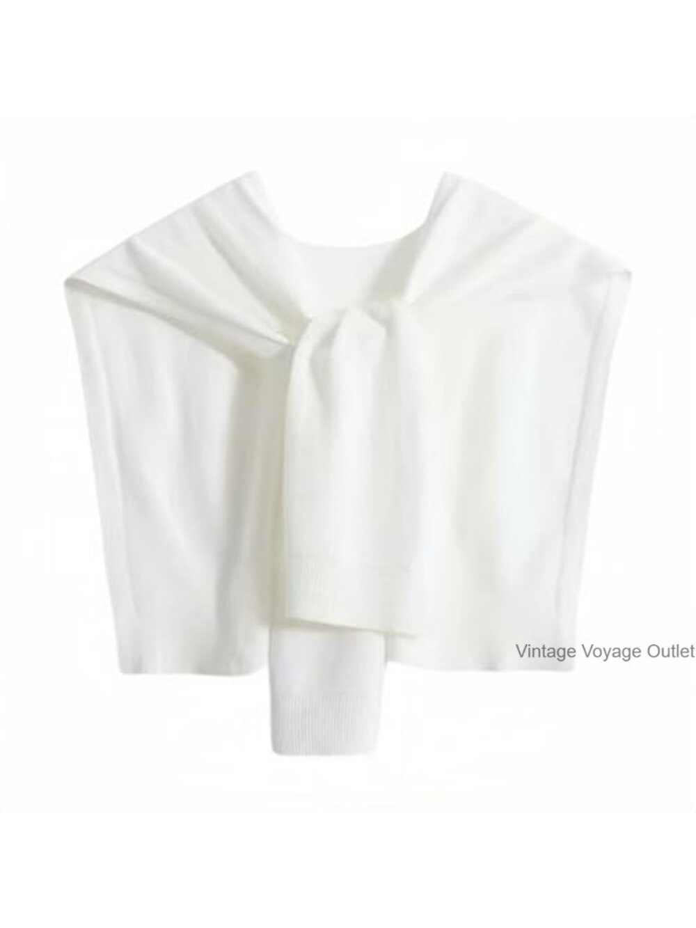 Knitted Sweater Shawl Wrap Knotted Cape Ribbed Lightweight One Size